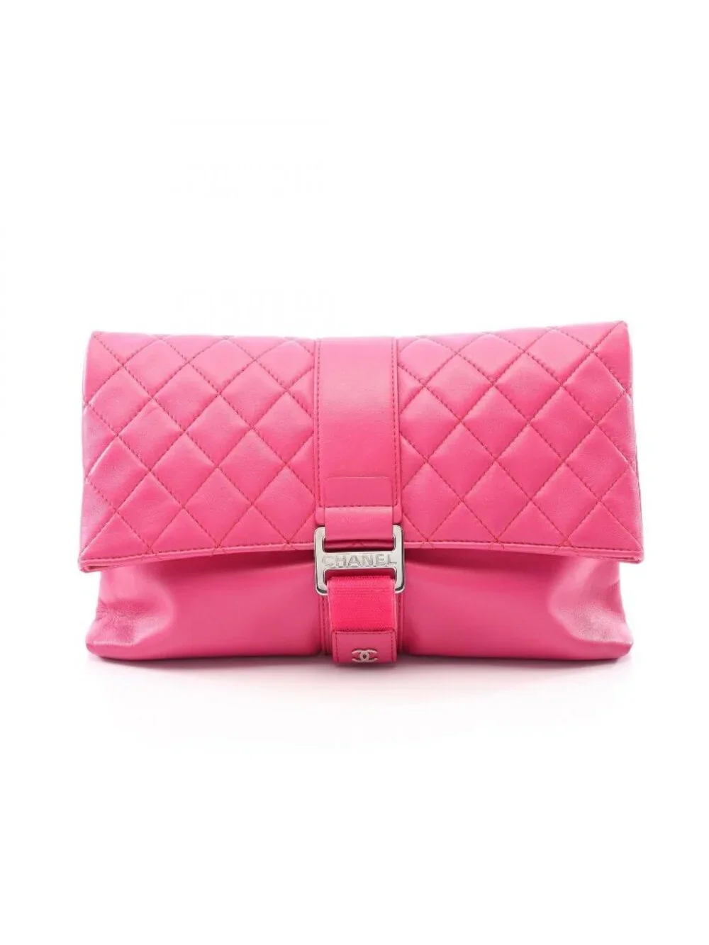 Chanel Clutch Quilted Fuchsia Pink Lambskin